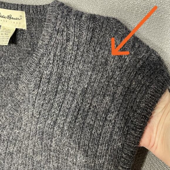 Eddie Bower Men's Wool Sweater Vest Grey XL Preppy Academia - Picture 8 of 11